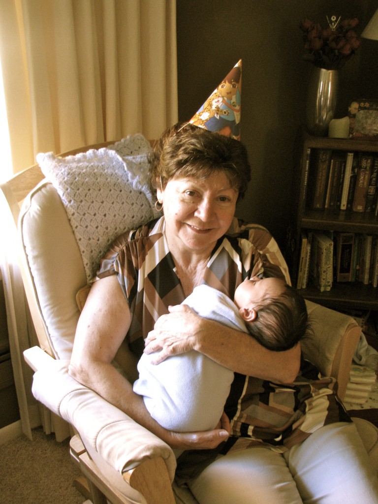 My mom, 1st time meeting Rhys.