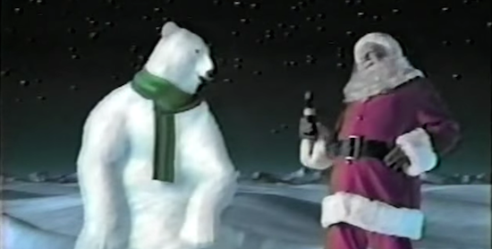 Screenshot of Santa and Coca-Cola polar bear