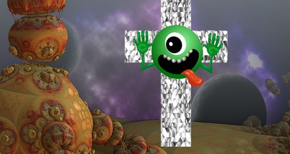 Hitchhiker's Guide cross on planet