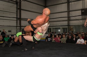 Woman wresling man