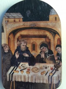 My Icon of Benedict and Scholastica from the still brilliant fresco at Subiaco.