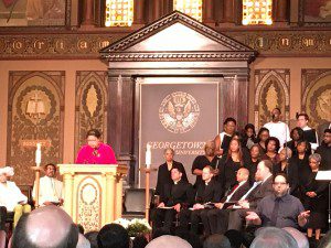 Dr. Onita Estes-Hicks reads from the Prophet Isaiah (55:6-12) at Georgetown University's Liturgy of Remembrance, Contrition, and Hope, Washington, DC, April 18, 2017.