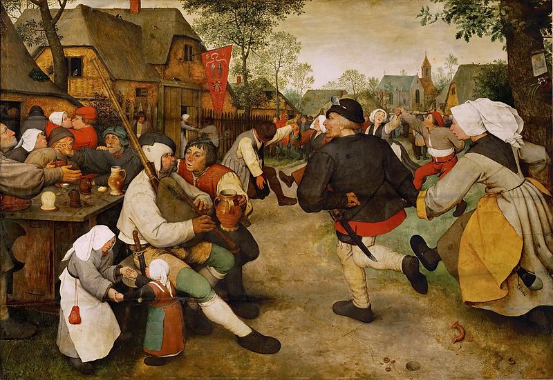 Artist Pieter Brueghel the Elder (1526/1530–1569) Link back to Creator infobox template wikidata:Q43270 Title	The Peasant Dance wikidata:Q95562 Date	circa 1568 Source/Photographer	 1. The Yorck Project: 10.000 Meisterwerke der Malerei. DVD-ROM, 2002. ISBN 3936122202. Distributed by DIRECTMEDIA Publishing GmbH. 2. GalleriX (PD 100, 23)