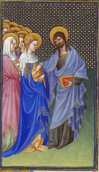 Les Très Riches Heures du duc de Berry, Folio 31r - David Foresees the Mystic Marriage of Christ and the Church the Musée Condé, Chantilly. Public Domain