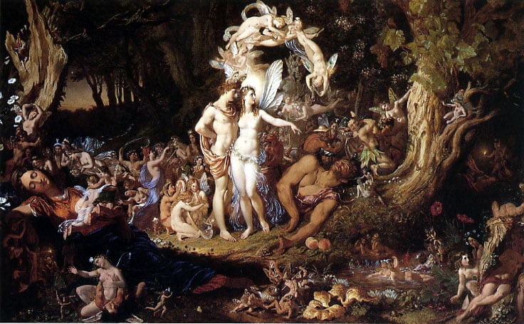  Author Joseph Noel Paton (1821–1901) Description English: The Reconciliation of Titania and Oberon Date 1847 According to the book, Titania and Oberon are the functional, human names, for the overqueen and king of Faërie. (Public Domain)