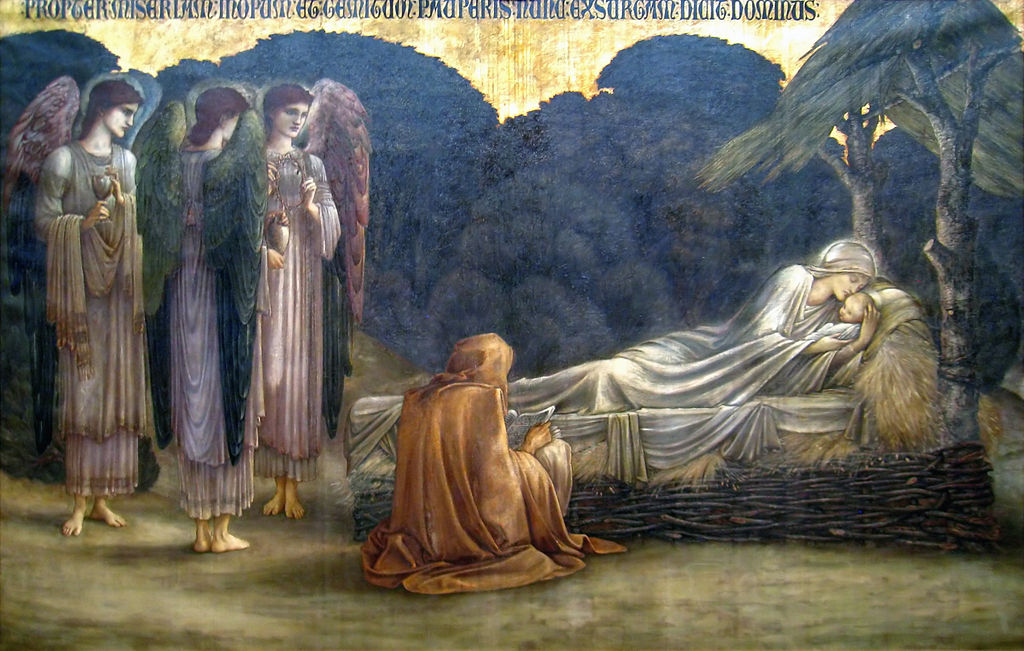 Description Edward Burne-Jones - Nativity, in the Carnegie Museum of Art, Pittsburgh, Pennsylvania, USA. oil on canvas 206 x 312 cm 1888 (Public Domain)