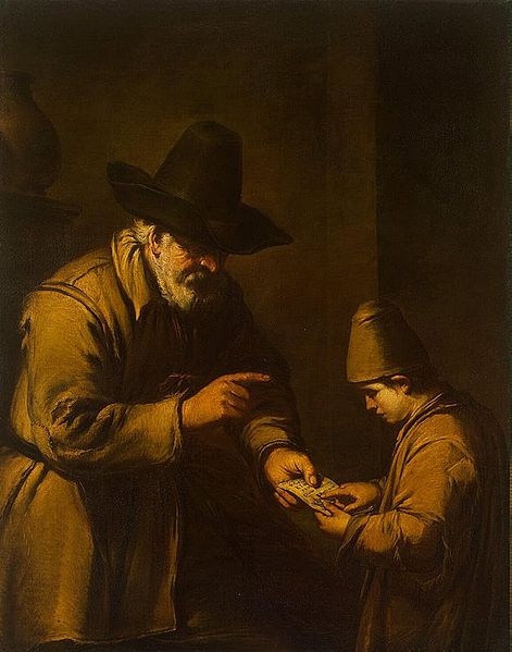 Author Antonio de Puga (1602–1648) Link back to Creator infobox template wikidata:Q5700275 Title wikidata:Q21716168 Description Español: Anciano enseñando a leer a un niño, atribuido a Antonio de Puga, Museo del Hermitage, óleo sobre lienzo, 129x103 cm. Date hacia 1640 Accession number ГЭ-5349Accession number retrieved from Wikidata Source/Photographer http://www.arthermitage.org/Antonio-de-Puga/Old-Man-Teaching-a-Boy-to-Read.html (Public Domain)
