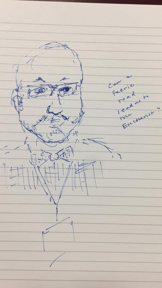 Sketch of me during my presentation by Joanna Penn Cooper