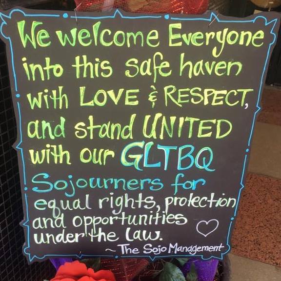 This sign was posted by our front door in response to HB2, and will stay there until it is overturned. Photo by Heron