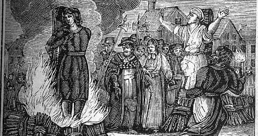 "Burning at the stake. An illustration from an mid 19th century book" By mullica [CC BY 2.0] via Wikimedia Commons