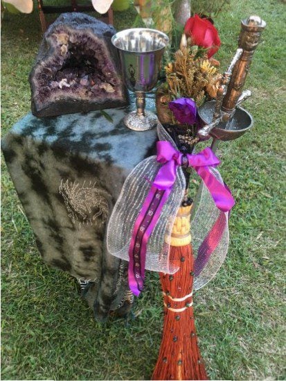 Amethyst, Besom, Sword, Chalice at center Altar