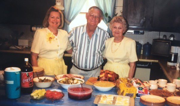  Sondra (mom), Stormy (Grandfather) and Frances (Grandmother) at one of our family's many feasts together.