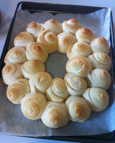 Yule Wreath Veggie Dip Appetizer - Roll base, Photo by Heron Michelle