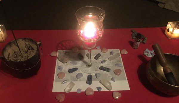 Crystal Grid over a map of the nation in my "Love trumps Hate" Meditation and spell working for compassion, balance and clear communication. Photo by Heron