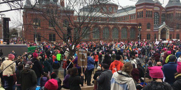 Marchers on DC outside the National Museums--Photo by Heron