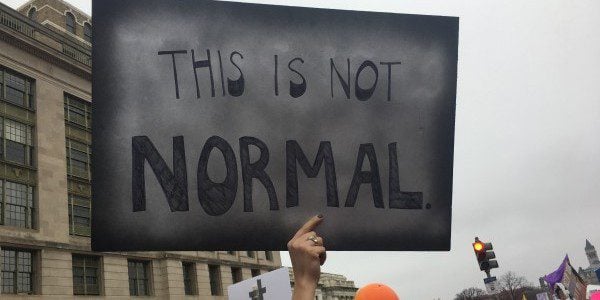 "This is not normal" Protest Sign in Washington DC, Photo by Heron