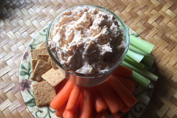 Chicken Crack Dip with Carrots, Celery and Crackers ~ Heron Michelle