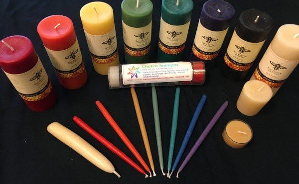 beeswax candles in a rainbow of colors and sizes