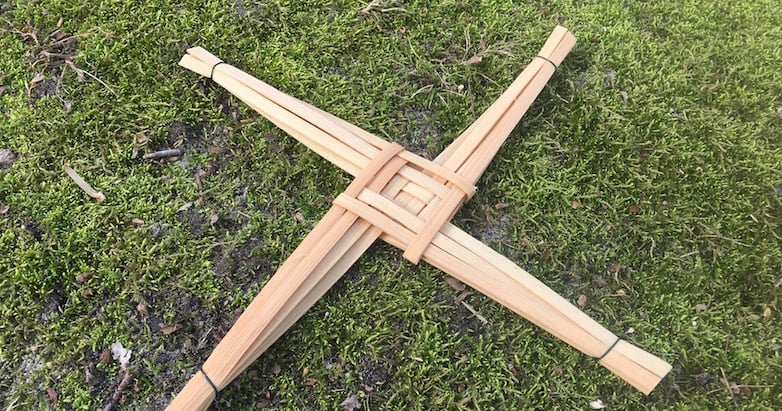 Brigid's Cross of woven reeds