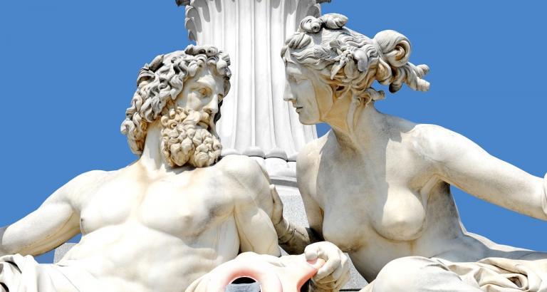 Statues of Greek God and Goddess