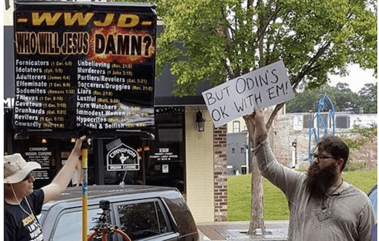 August 26, 2017 Street Preacher and Pagan with Signs