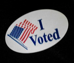 This is my voting sticker from the front of my coat!