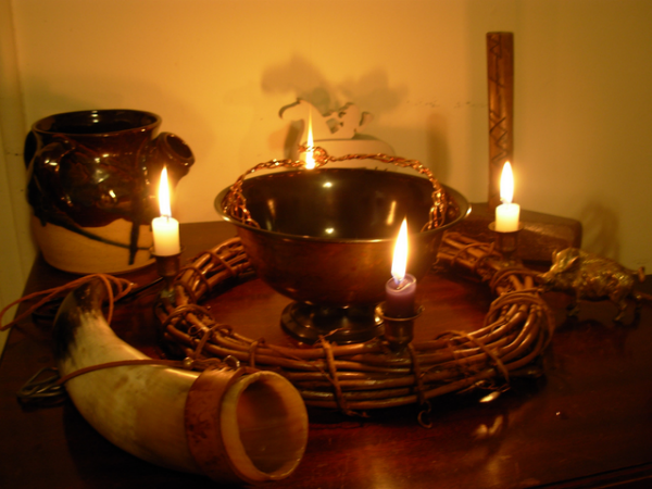 Heathen Altar, photo by Rebecca Radcliff.  From WikiMedia.  