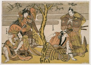 "Four Actors in a Scene" by Katsukawa Shunsho. Source: Wikimedia Commons