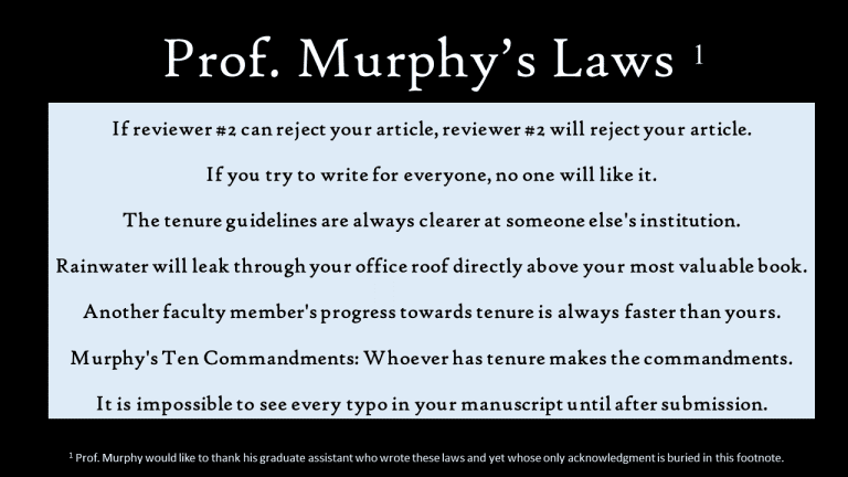 Prof. Murphy’s Laws | James McGrath