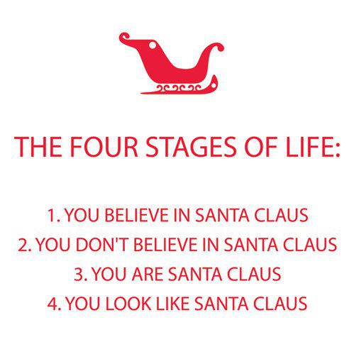 The four stages of Santa described in the text of this blog post, as an image.