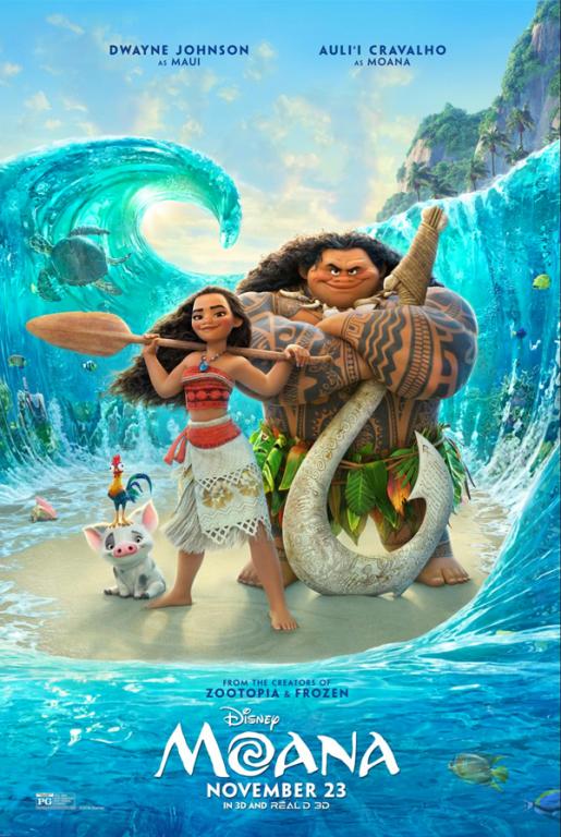 Official poster for Moana, courtesy of Walt Disney Pictures.