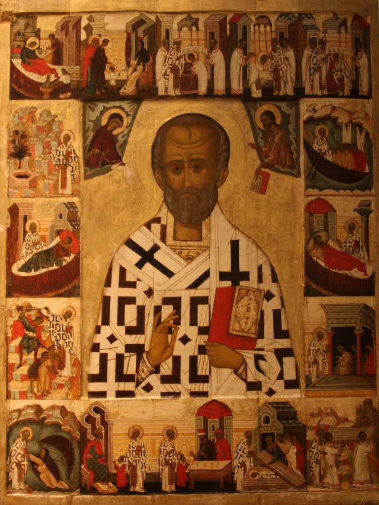 Russian icon depicting St Nicholas with scenes from his life. Late 1400s or early 1500s. National Museum, Stockholm ( NMI 272) - by Bjoertvedt, 24 November 2010 (Icon_c_1500_St_Nicholas.jpg) [CC BY-SA 3.0 (https://creativecommons.org/licenses/by-sa/3.0/deed.en)], via Wikimedia Commons