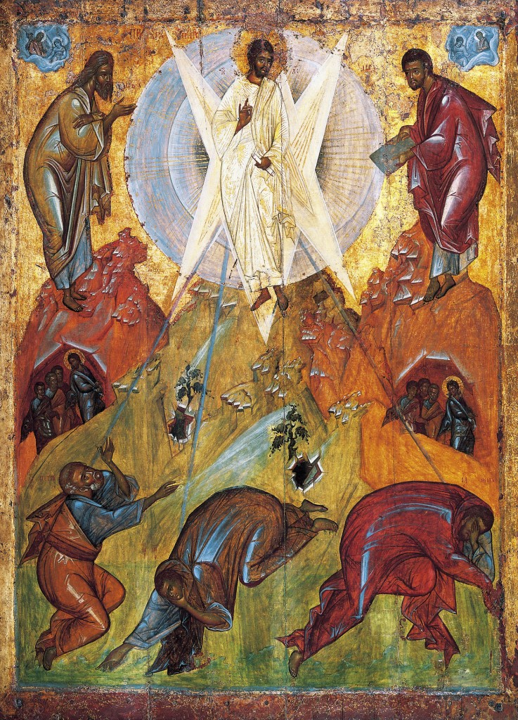 "The Saviour's Transfiguration", an early-15th century icon from the Tretyakov Gallery, attributed to Theophanes the Greek [PD-Art], from http://www.belygorod.ru/img2/Ikona/Used/218grek_preobrazhenie.jpg