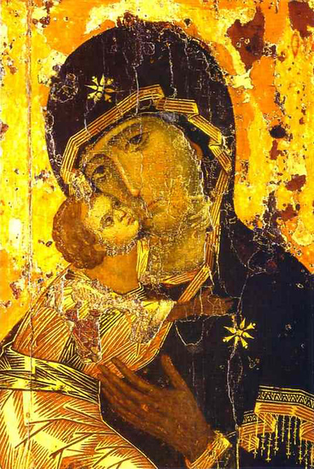 Theotokos of Vyshhorod, more popularly known as Theotokos of Vladimir (Vladimirskaya-1.jpg) [PD-US], via Wikimedia Commons