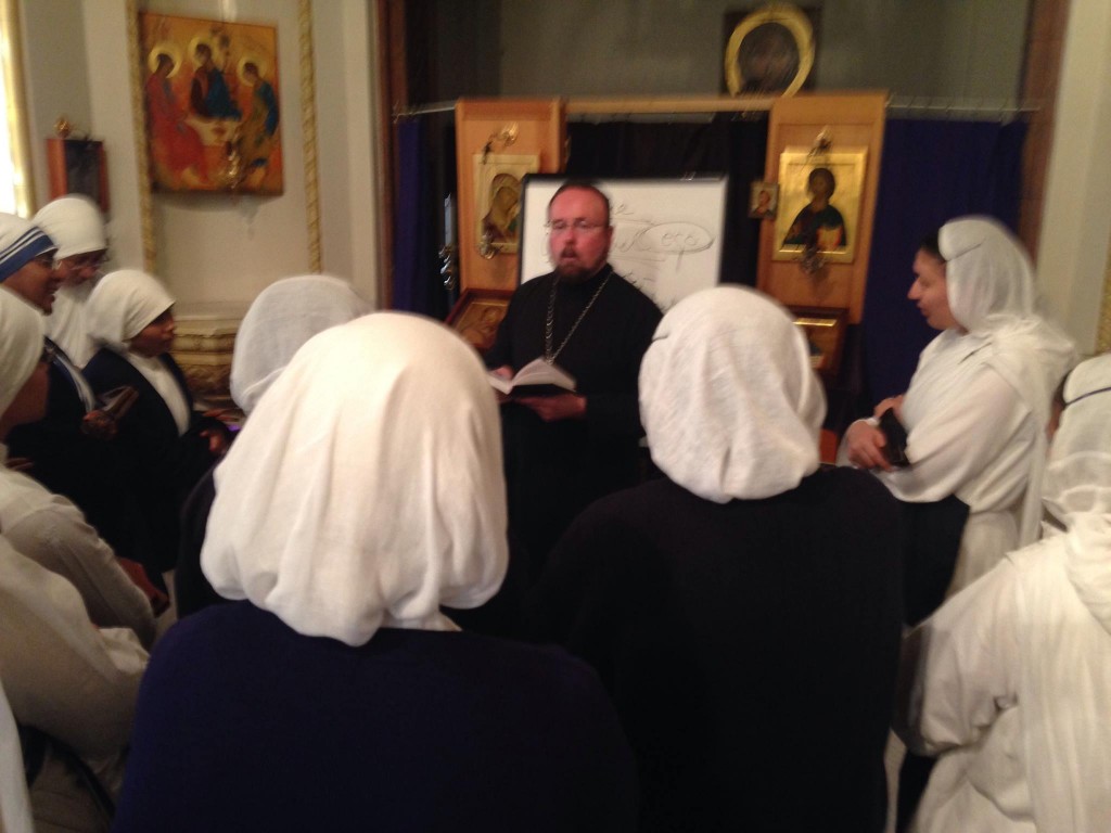 The Missionaries of Charity visit Our Lady of Fatima Russian Byzantine Catholic Church, April 2, 2016 - the picture is blurry because there was so much love in the room! - photo by me and used by Our Lady of Fatima Russian Byzantine Catholic Church on their Facebook
