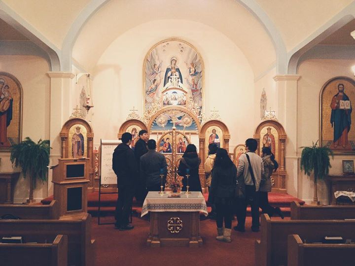 A bunch of bewildered Protestants contemplating the Umbrella Movement in an Eastern Catholic parish, 14 October 2016 - photo credit: Richard Wu