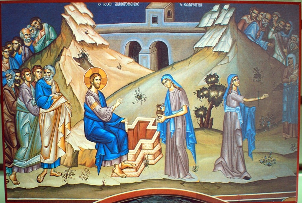 Photini and Christ at the Well The Samaritan Woman - by Ted, 1 August 2009 (3783460450_e9e7fa5b5c_b.jpg) (CC BY-SA 2.0 [https://creativecommons.org/licenses/by-sa/2.0/]), via Flickr