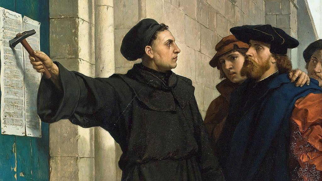 Luther posting his 95 theses in 1517 (1872) - PD-Art, via Wikimedia Commons