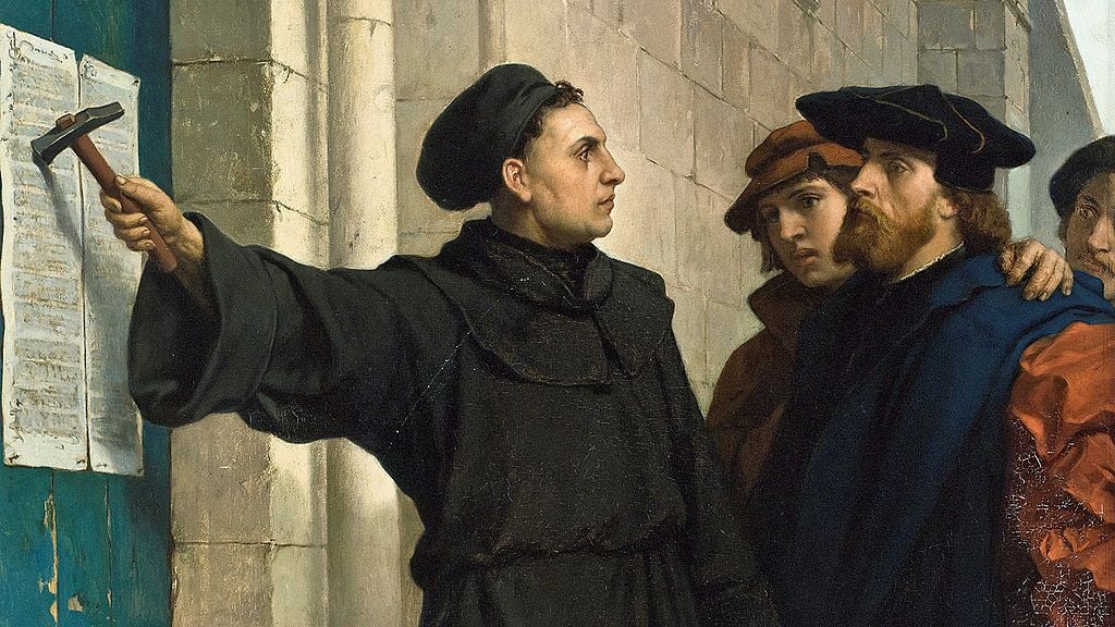 Luther posting his 95 theses in 1517 (1872), which, according to Richard Rex, never happened - PD-Art, via Wikimedia Commons