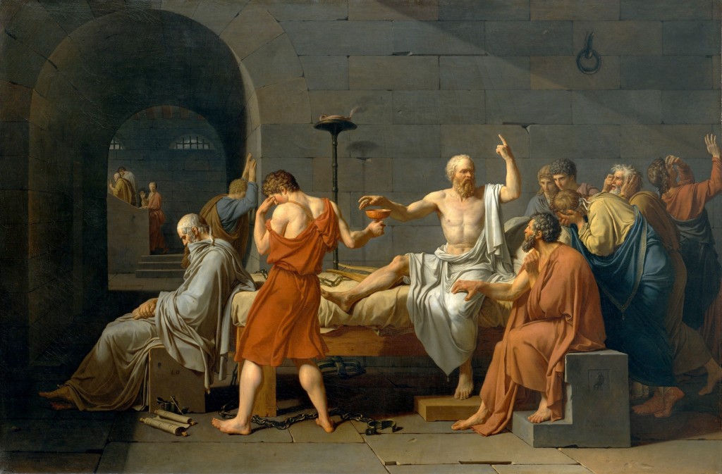 The Death of Socrates, by Jacques-Louis David - PD-Art, via Wikimedia Commons