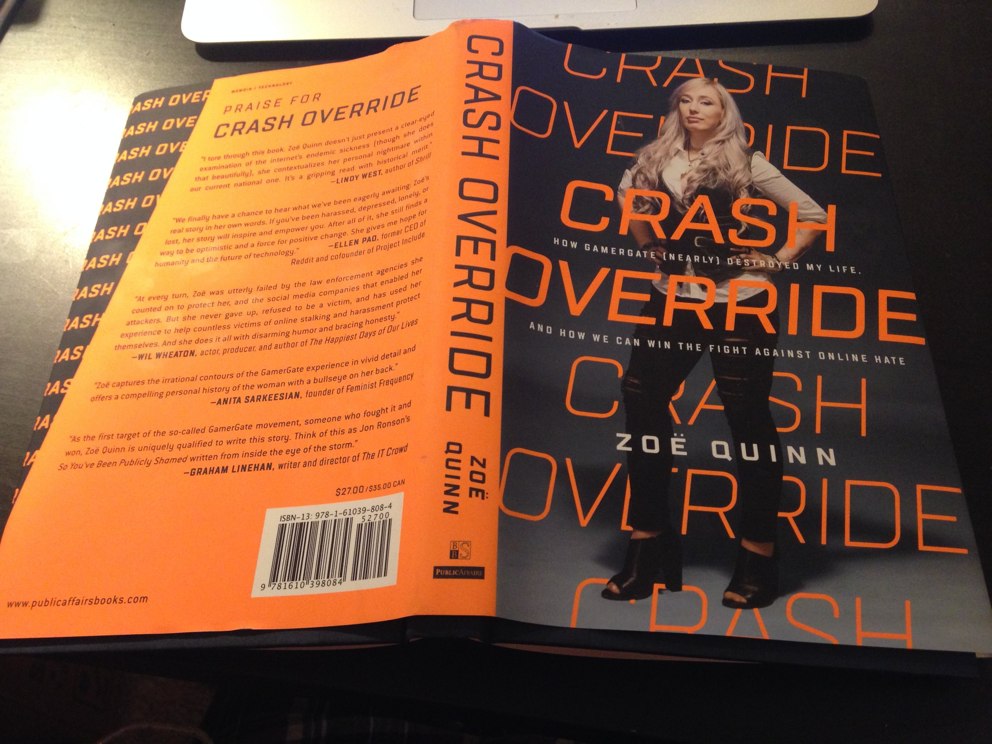 My copy of Zoë Quinn's Crash Override - photo by me