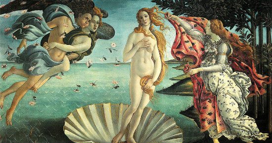 Classical Image of the Birth of Venus from the Sea