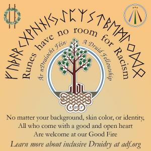 Runes have no room for racism. with runes and the ADF Logo