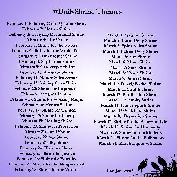 A list of the daily shrine themes listed below.