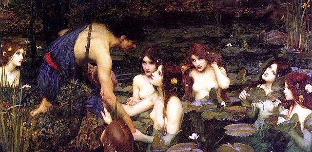 Nymphs entice a man to come "play" with them. 