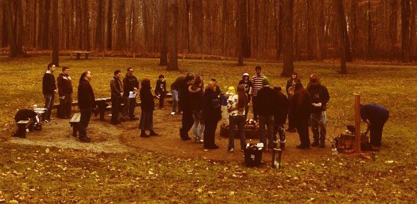 A gathered group of pagans, getting ready to do ritual together.