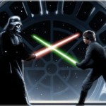 Darth Vader and Luke Skywalker fighting