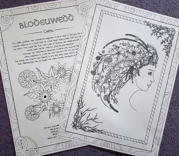 blodeuwedd gods and goddesses colouring book