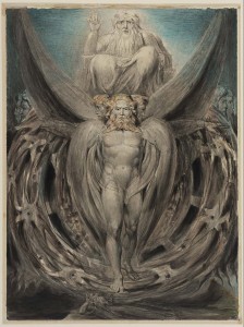 "The Whirlwind: Ezekiel's Vision of the Cherubim and Eyed Wheels" by William Blake