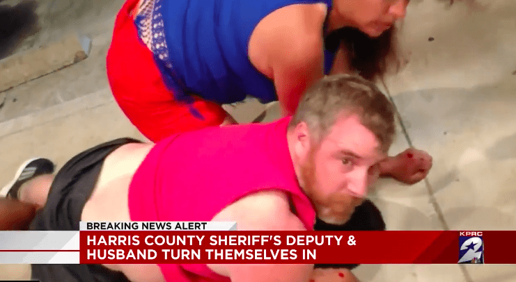 The Thompsons on top of John Hernandez // ScreenShot / KPRC